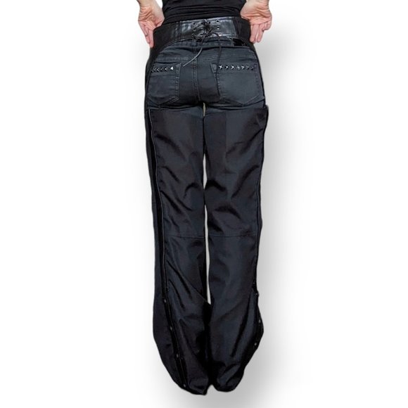 BN Screaming Eagle Motorcycle Rain Chaps with pockets and leather details, Small - Picture 4 of 7
